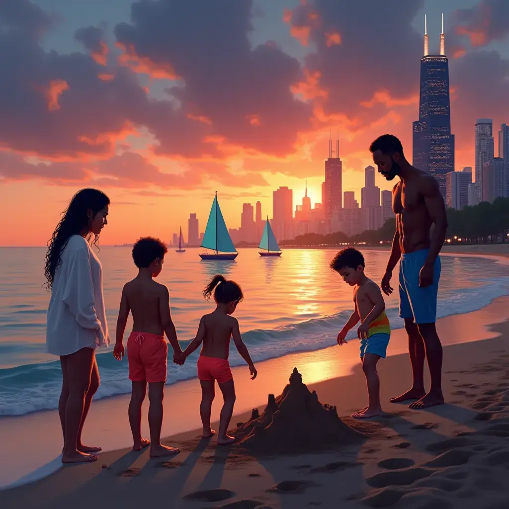 Zabytkowa architektura budynków w centrum Chicago.